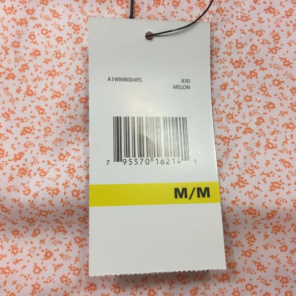 Axist Mens Slim Fit Stretch Melon Orange Floral Button Shirt Size Medium - Picture 5 of 7